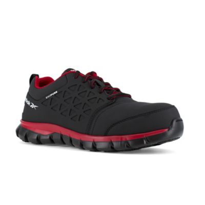 Reebok Men's Sublite Cushion Work Shoes, Black/Red