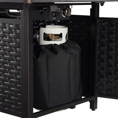 Image showing  44 in. L x 32 in. W x 24.5 in. H Albany Rectangle Aluminum LPG Fire Pit, Antique Bronze