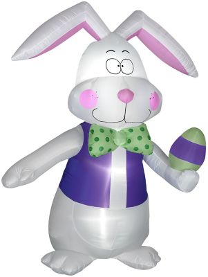 Gemmy 83.86 in. White Bowtie Bunny with Vest Decor Outdoor Inflatable Easter Decoration