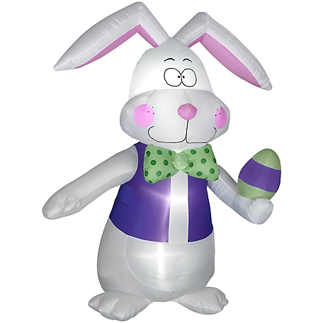 Gemmy Airblown White Bowtie Bunny with Vest Decor