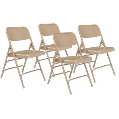National Public Seating 300 Series Deluxe All-Steel Triple Brace Double Hinge Folding Chairs, 4 pk.