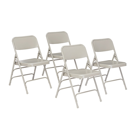 National Public Seating 300 Series Deluxe All-Steel Triple Brace Double Hinge Folding Chairs, 4 pk.