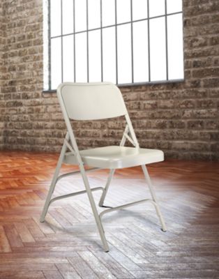 Image showing 7 th National Public Seating 300 Series Deluxe All-Steel Triple Brace Double Hinge Folding Chairs, 480 lb. Capacity, 4-Pack