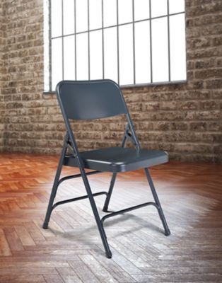 Image showing 7 th National Public Seating 300 Series Deluxe All-Steel Triple Brace Double Hinge Folding Chairs, 480 lb. Capacity, 4-Pack