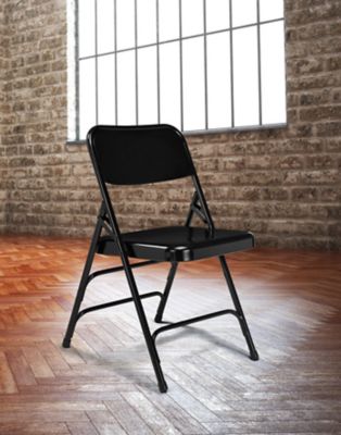 Image showing 7 th National Public Seating 300 Series Deluxe All-Steel Triple Brace Double Hinge Folding Chairs, 480 lb. Capacity, 4-Pack