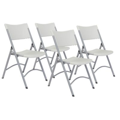 National Public Seating 600 Series Heavy-Duty Plastic Folding Chairs, 300 lb. Capacity, 4-Pack