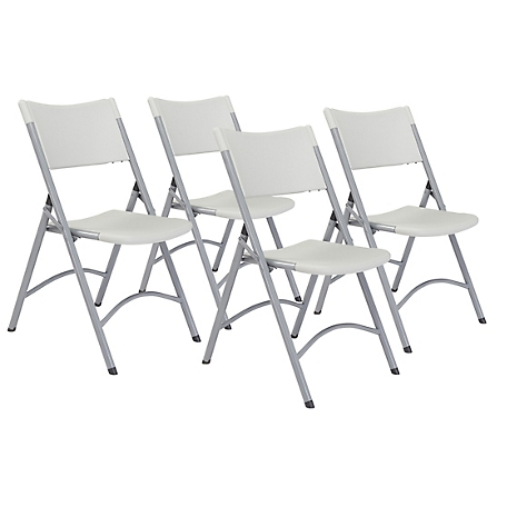 National Public Seating 600 Series Heavy-Duty Plastic Folding Chairs, 4-Pack