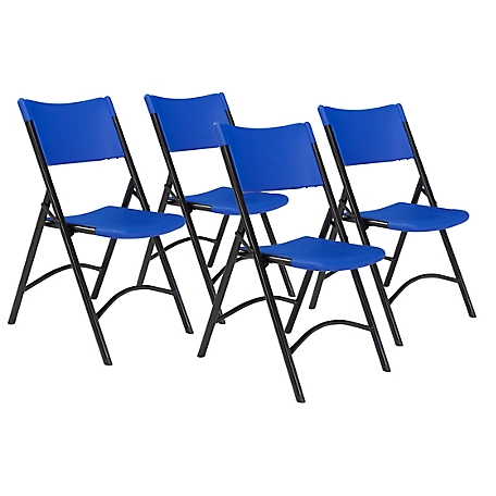 National Public Seating 600 Series Heavy-Duty Plastic Folding Chairs, 4-Pack