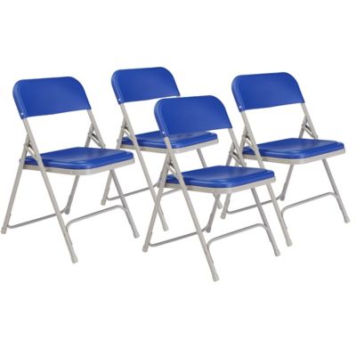 National Public Seating 800 Series Premium Lightweight Plastic Folding Chairs, 4-Pack