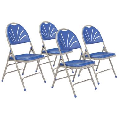 National Public Seating 1100 Series Deluxe Fan Back with Triple Brace Double Hinge Folding Chairs, 480 lb. Capacity, 4-Pack