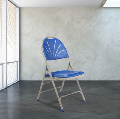 Image showing 6 th National Public Seating 1100 Series Deluxe Fan Back with Triple Brace Double Hinge Folding Chairs, 480 lb. Capacity, 4-Pack