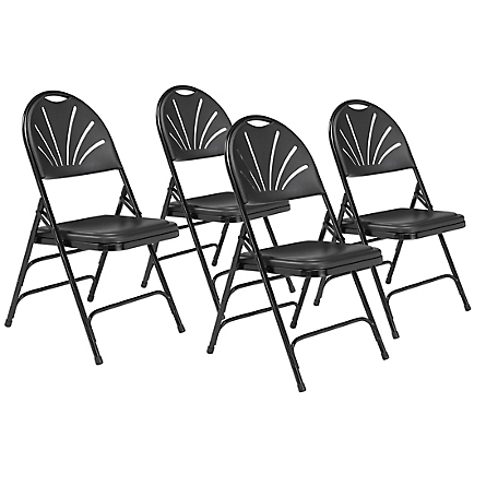 National Public Seating 1100 Series Deluxe Fan Back with Triple Brace Double Hinge Folding Chairs, 4-Pack