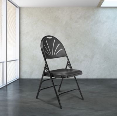 Image showing 7 th National Public Seating 1100 Series Deluxe Fan Back with Triple Brace Double Hinge Folding Chairs, 480 lb. Capacity, 4-Pack