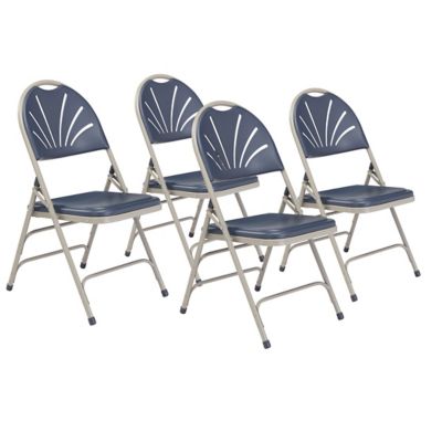 National Public Seating 1100 Series Deluxe Fan Back with Triple Brace Double Hinge Folding Chairs, 4-Pack