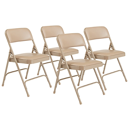 National Public Seating 1200 Series Premium Vinyl Upholstered Double Hinge Folding Chairs, 4-Pack