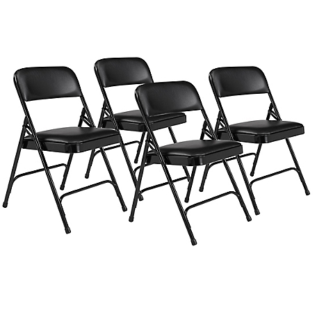 National Public Seating 1200 Series Premium Vinyl Upholstered Double Hinge Folding Chairs, 4-Pack