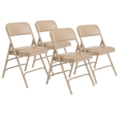 National Public Seating 1300 Series Premium Vinyl Upholstered Triple Brace Double Hinge Folding Chairs, 480 lb. Capacity, 4-Pack