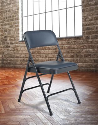 Image showing 6 th National Public Seating 1300 Series Premium Vinyl Upholstered Triple Brace Double Hinge Folding Chairs, 480 lb. Capacity, 4-Pack