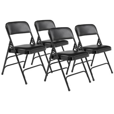 National Public Seating 1300 Series Premium Vinyl Upholstered Triple Brace Double Hinge Folding Chairs, 480 lb. Capacity, 4-Pack