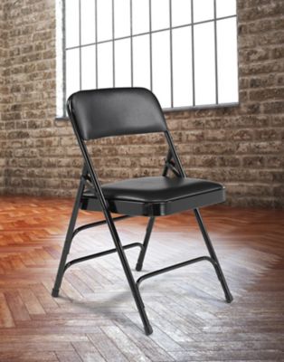 Image showing 7 th National Public Seating 1300 Series Premium Vinyl Upholstered Triple Brace Double Hinge Folding Chairs, 480 lb. Capacity, 4-Pack