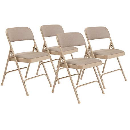 National Public Seating 2200 Series Deluxe Fabric Upholstered Double Hinge Premium Folding Chairs, 4 pk.
