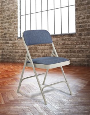 Image showing 7 th National Public Seating 2200 Series Deluxe Fabric Upholstered Double Hinge Premium Folding Chairs, 480 lb. Capacity, 4-Pack