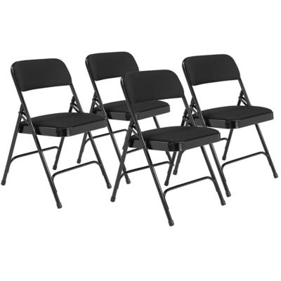 National Public Seating 2200 Series Deluxe Fabric Upholstered Double Hinge Premium Folding Chairs, 4 pk.