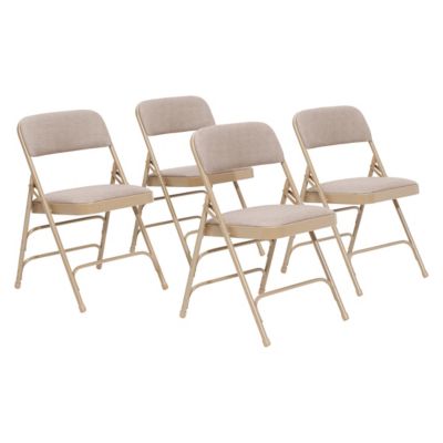 National Public Seating 2300 Series Deluxe Fabric Upholstered Triple Brace Premium Folding Chairs, 480 lb. Capacity, 4-Pack