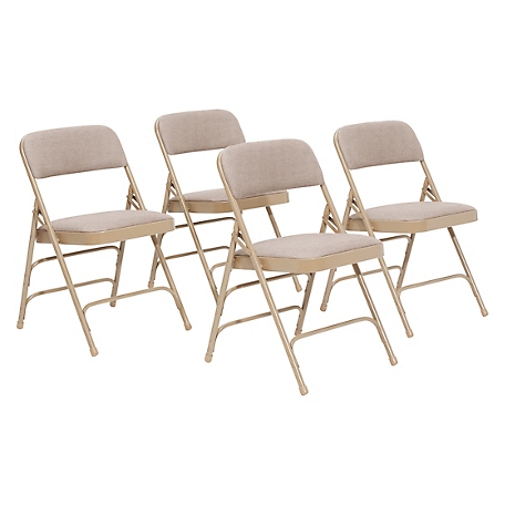 National Public Seating 2300 Series Deluxe Fabric Upholstered Triple Brace Double Hinge Premium Folding Chairs, 4-Pack