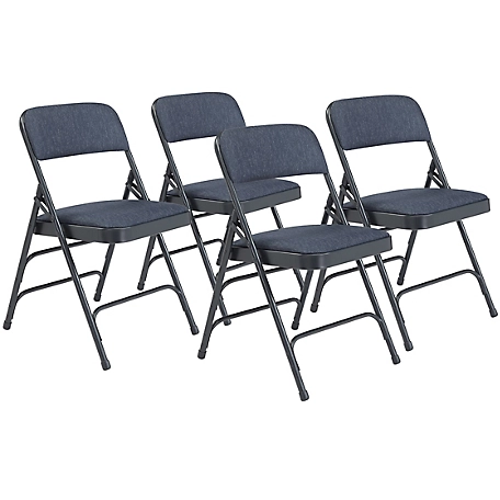 National Public Seating 2300 Series Deluxe Fabric Upholstered Triple Brace Double Hinge Premium Folding Chairs, 4-Pack