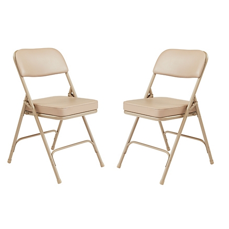 National Public Seating 3200 Series Premium 2 in. Vinyl Upholstered Double Hinge Folding Chairs, 2-Pack