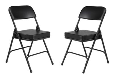 National Public Seating 3200 Series Premium 2 in. Vinyl Upholstered Double Hinge Folding Chairs, 2-Pack