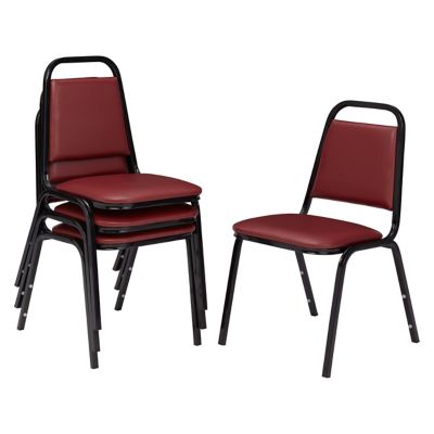 National Public Seating 9100 Vinyl Stack Chairs, Steel Frame, 4-Pack