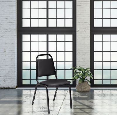 Image showing 8 th National Public Seating 9100 Vinyl Stack Chairs, Steel Frame, 4-Pack