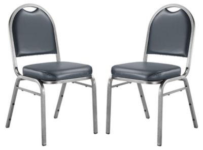 National Public Seating 9200 Vinyl Stack Chairs, Steel Silvervein Frame, 2-Pack -  9204-SV/2