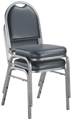 Image showing  9200 Vinyl Stack Chairs, Silver/Midnight Blue, 2-Pack