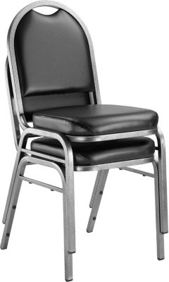 Image showing  9200 Vinyl Stack Chairs, Steel Silvervein Frame, Black, 2 pk.