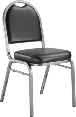 Image showing  9200 Vinyl Stack Chairs, Steel Silvervein Frame, Black, 2 pk.