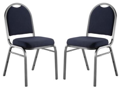 National Public Seating 9200 Fabric Stack Chairs, Steel Silvervein Frame, 2 pk., Blue -  9254-SV/2