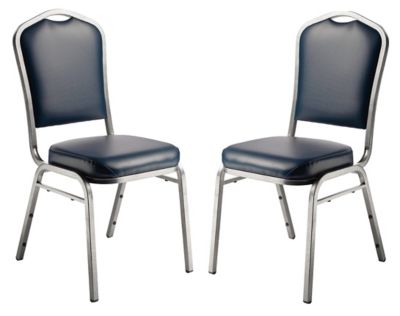 National Public Seating 9300 Vinyl Stack Chairs, Steel Silvervein Frame, 2-Pack