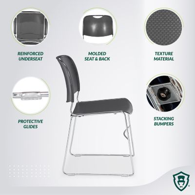 Image showing 7 th National Public Seating 8500 Series Plastic Stacking Chairs, 4-Pack