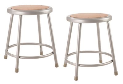 National Public Seating Heavy-Duty Steel Stools, 2-Pack, 18 in., Gray