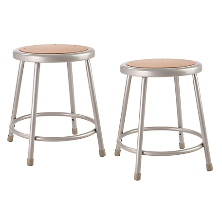 National Public Seating Heavy-Duty Steel Stools, 2-Pack, 18 in., Gray