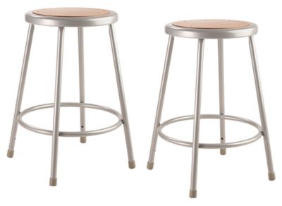 National Public Seating Heavy-Duty Steel Stools, 2-Pack, 24 in., Gray