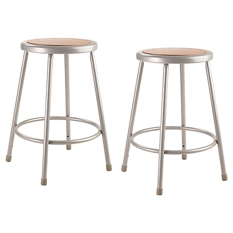 National Public Seating Heavy-Duty Steel Stools, 2-Pack, 24 in., Gray