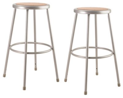 National Public Seating Heavy-Duty Steel Stools, 2-Pack, 30 in., Gray