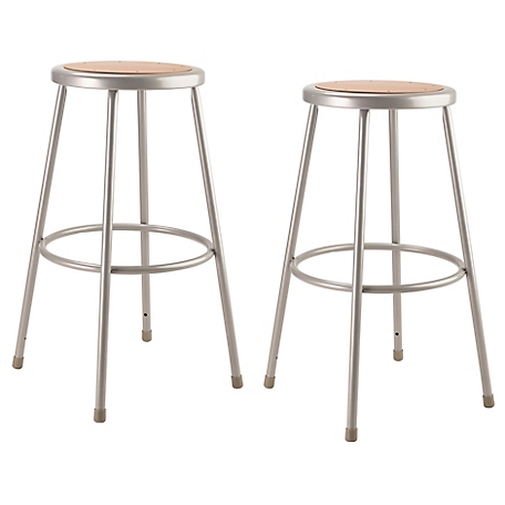National Public Seating Heavy-Duty Steel Stools, 2-Pack, 30 in., Gray
