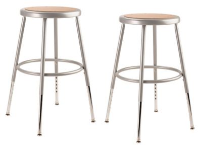 National Public Seating Height-Adjustable Steel Stools, 2-Pack, 19-27 in., Gray