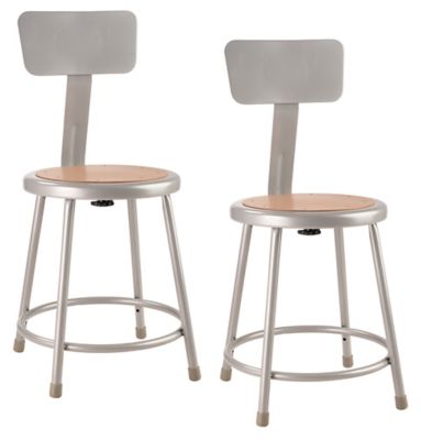 National Public Seating Steel Stools, Backrest, 2-Pack, 18 in., Gray