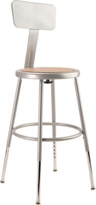 Image showing  Height-Adjustable Heavy-Duty Steel Stools, Backrest, 2-Pack, 19-27 in., Gray